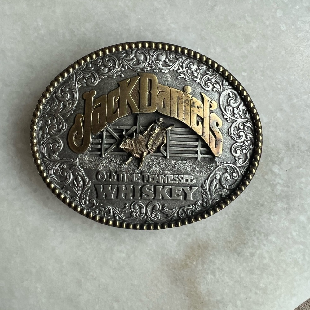 Jack Daniels Silver and Gold Belt Buckle